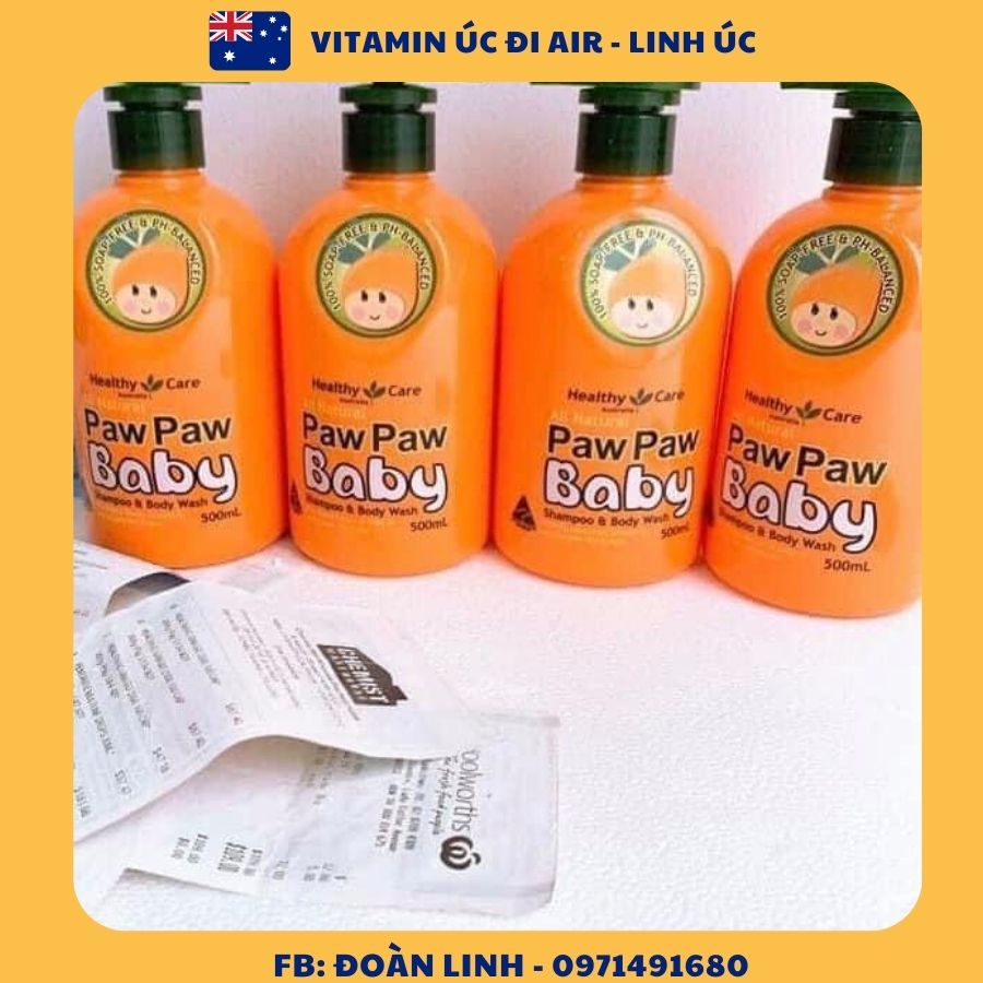 Sữa Tắm Đu Đủ Paw Paw Baby Healthy Care 500ml của Úc, Hàng Chuẩn Úc  Đi Air