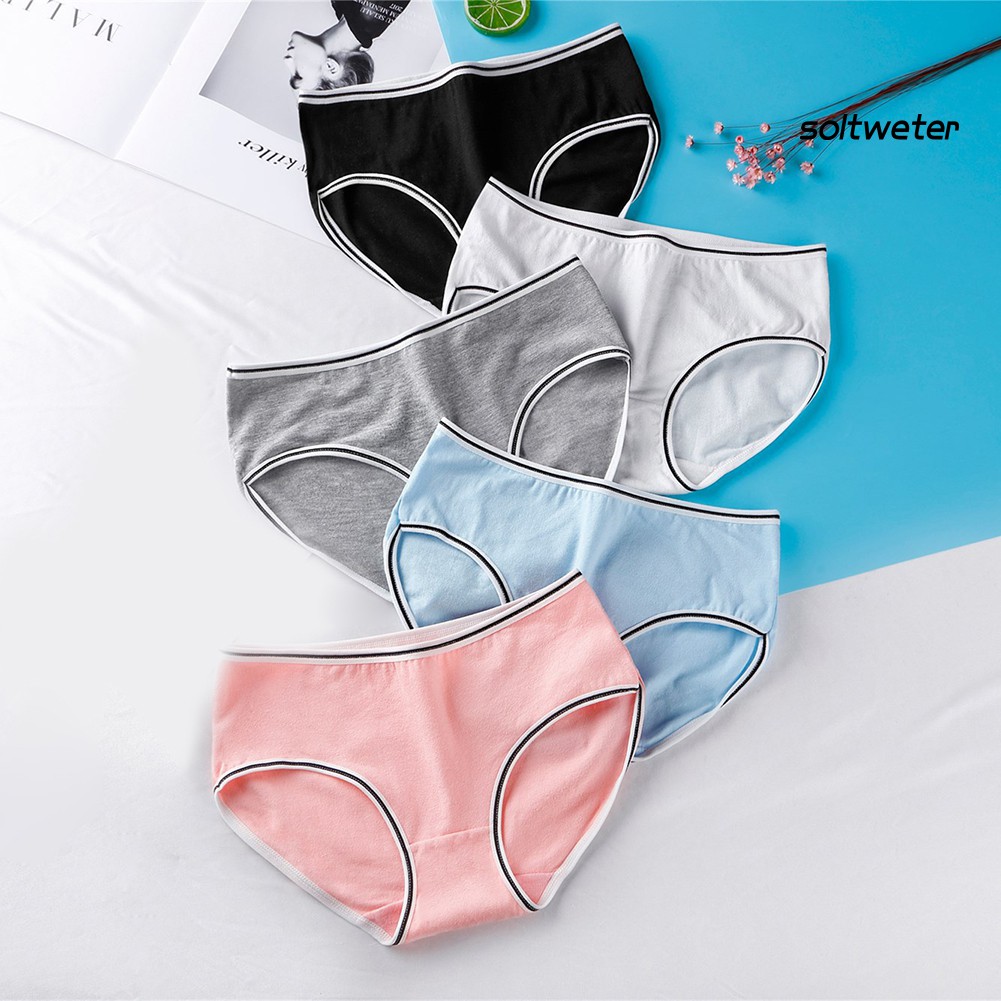 Quần lót cotton thoáng khí màu trơn dễ thương dành cho nữ