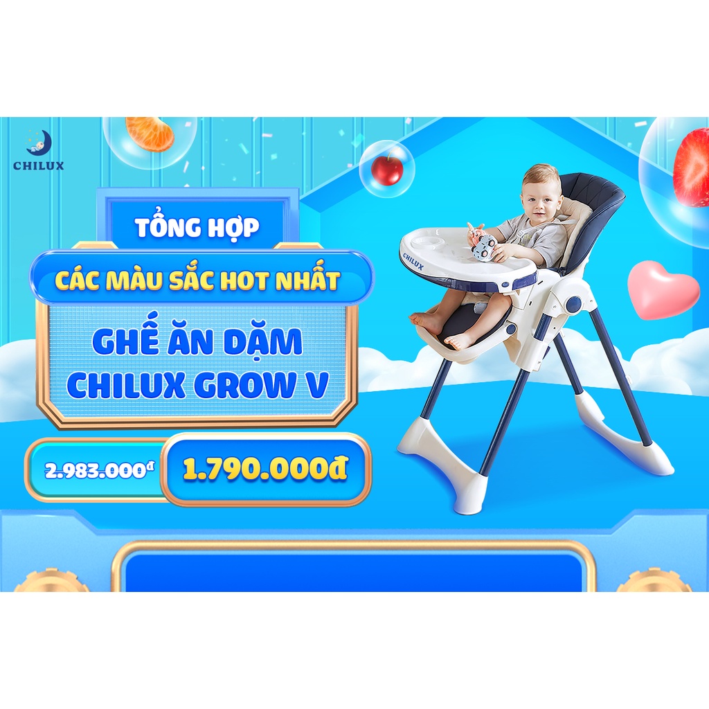 Ghế ăn dặm cho bé, Ghế ăn dặm Chilux Grow V Đa năng cao cấp hàng chính hãng