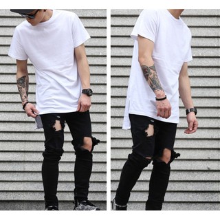 Áo thun tay lỡ xẻ tà - Long tee Oval