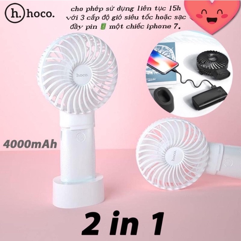 Quạt cầm tay mini siêu mát kèm sạc dự phòng 4000mAh