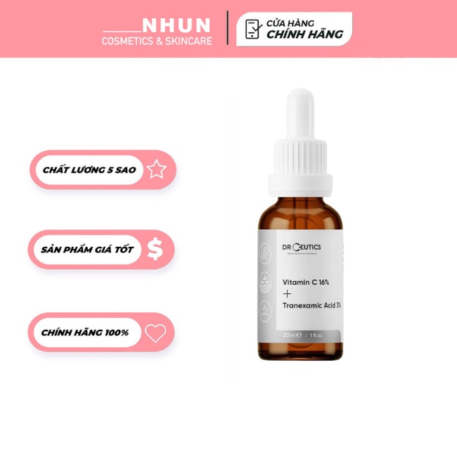 Serum Vitamin C DrCeutics - Sáng Da, Chống Lão Hoá, Mờ Thâm - 16% Vitamin C + 3% Tranexamic Acid (Nhun)
