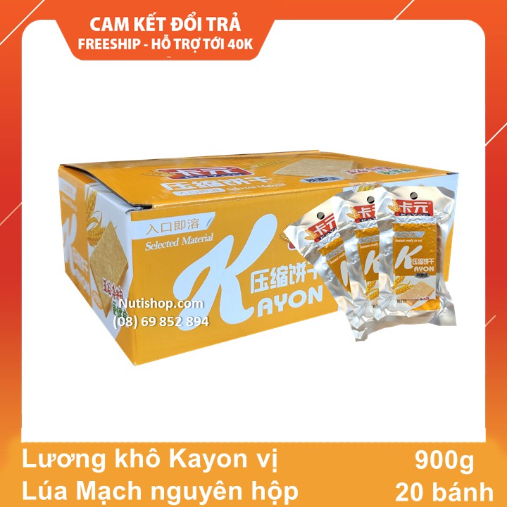 Lương khô Kayon vị Lúa Mạch nguyên hộp 900g - 20 bánh