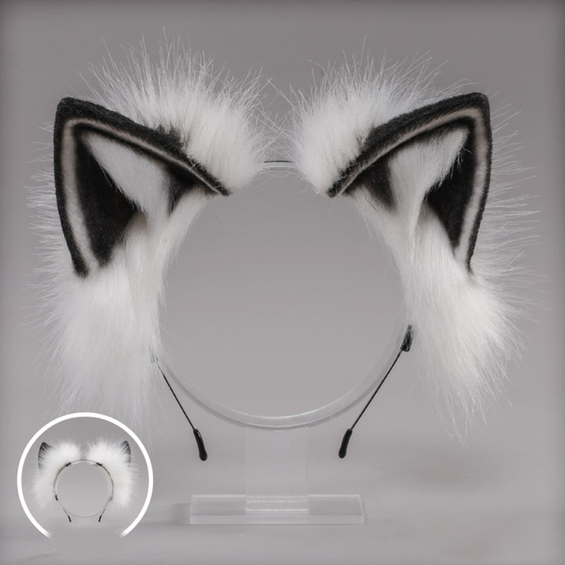 Băng Đô Tai Mèo Phối Lông Xù Phong Cách Lolita Đáng Yêu Dành Cho Nữ