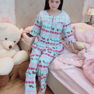 Bộ quần dài áo dài tay lụa satin