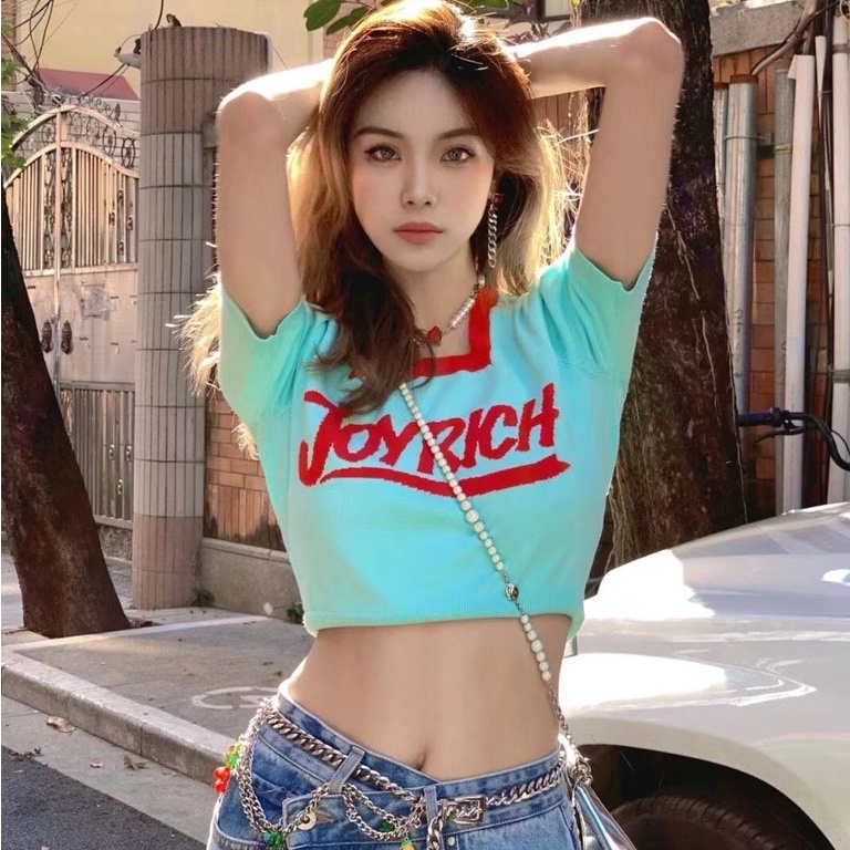 Áo Thun Ngắn Tay Cổ Vuông Thời Trang Trẻ Trung