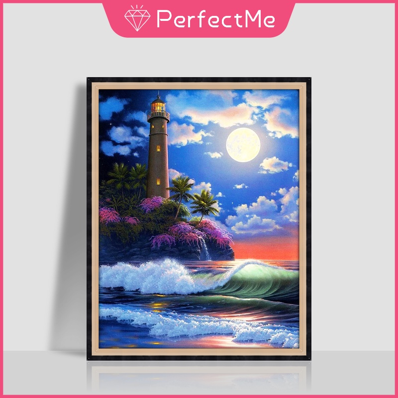 Bộ Tranh Đính Đá 5D Họa Tiết Phong Cảnh Biển Xanh Độc Đáo Kích Thước 40x50cm DIY