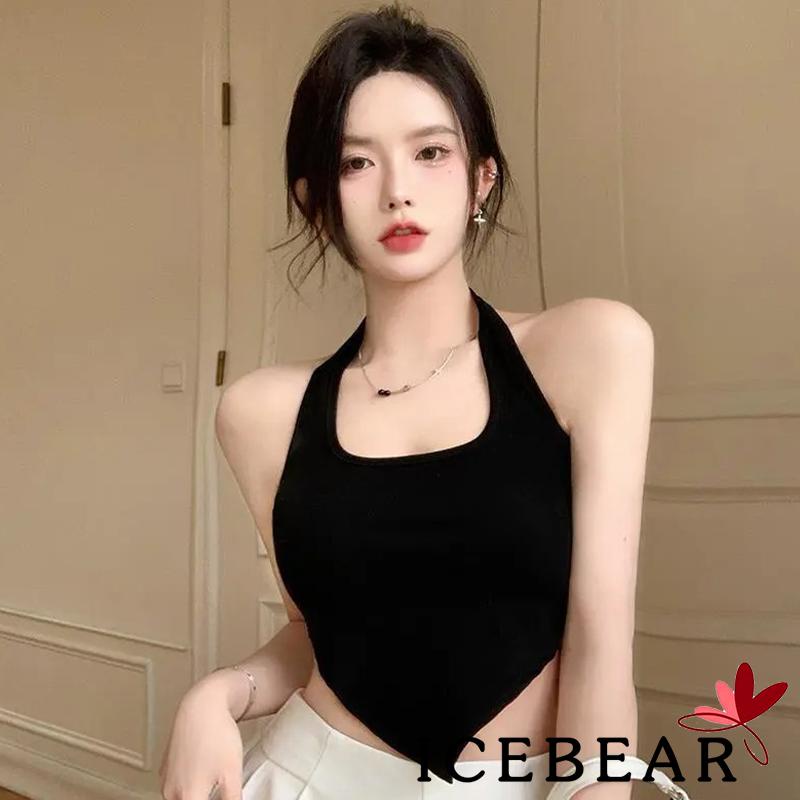 Áo Lửng Hai Dây Cổ Yếm Hở Lưng Màu Sắc Trơn Thời Trang Cho Nữ