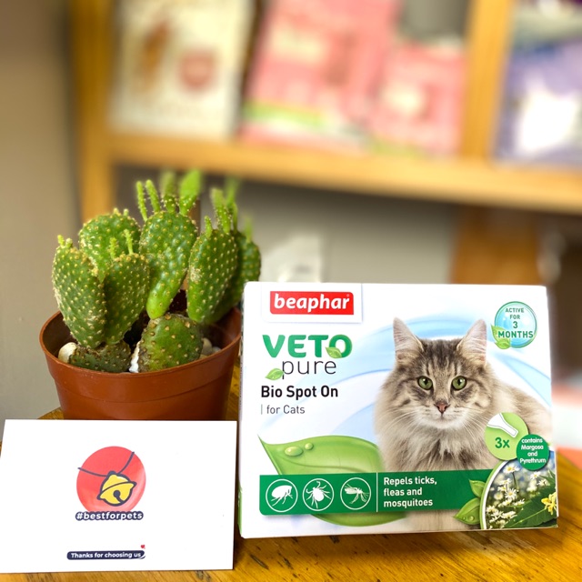 Nhỏ gáy ngăn ngừa ve, bọ chét cho mèo - Beaphar Veto Pure Flea&amp;Tick Spot On Bio Green