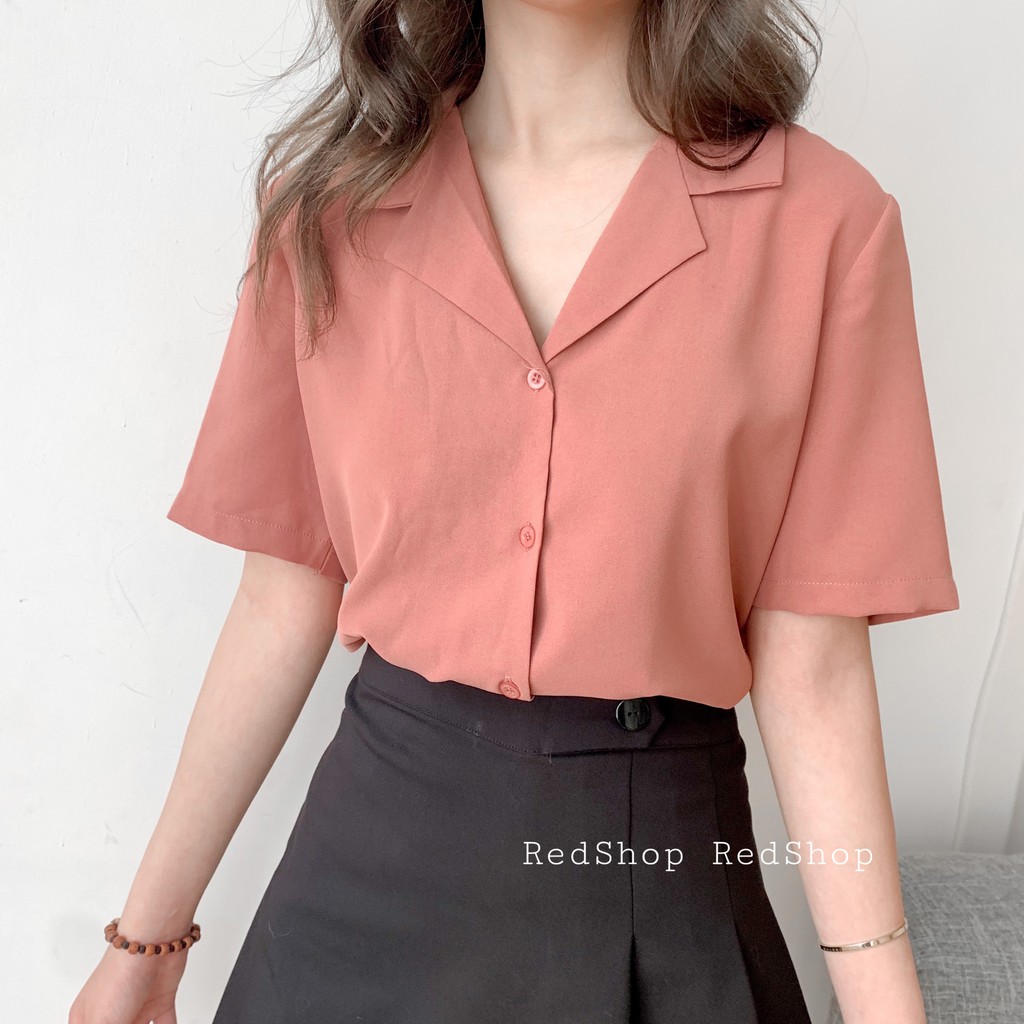 Áo Sơ Mi Nữ Basic Tay Lỡ Cổ Vest Kiểu Dáng Hàn Quốc Đủ Màu REDSHOP_27824 | BigBuy360 - bigbuy360.vn