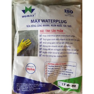 Max Water Plug - Vữa đông cứng nhanh - Túi 1kg
