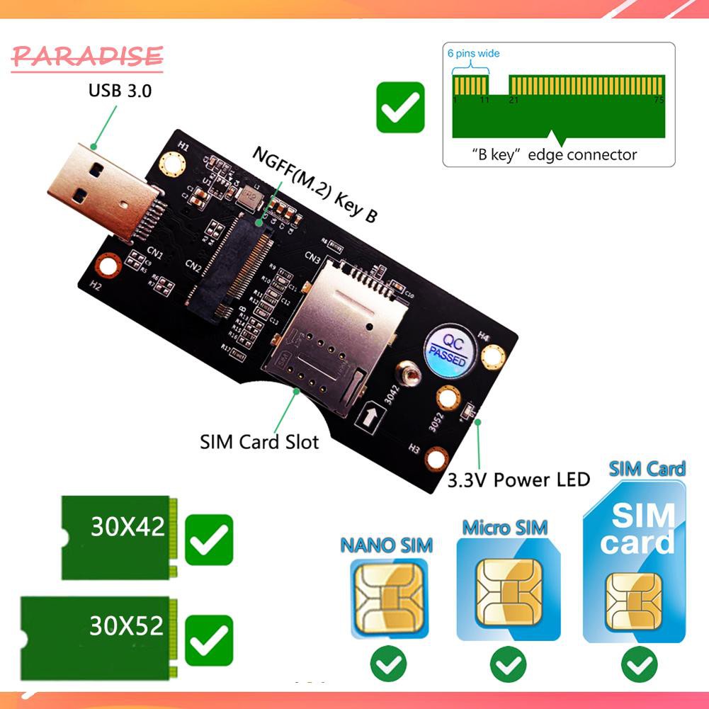 Thẻ Chuyển Đổi 1 Ngff M2 Sang Usb 3.0 W / Sim 8pin Cho 3g / 4g / 5g | BigBuy360 - bigbuy360.vn