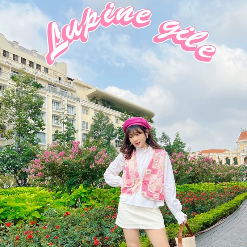 áo lupine gile hồng vintage cute lolita boho NGOCHANCUTIE