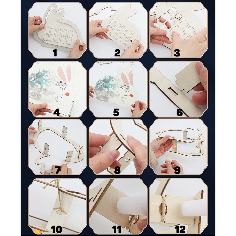 Đèn Lồng Gỗ Lễ Hội Trung Thu Hình Động Vật Đáng Yêu III Phát Sáng Cho Bé GEAR79