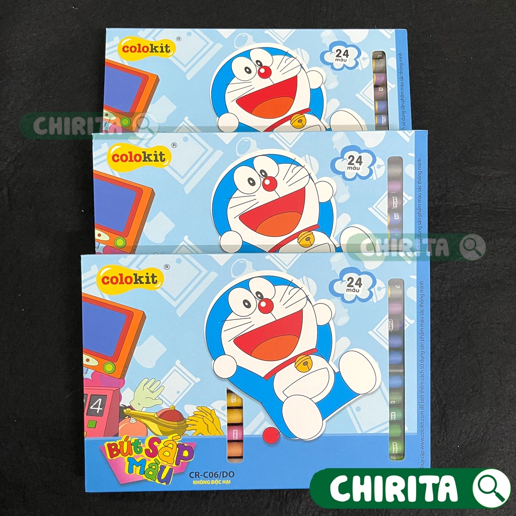 Sáp Màu Cho Bé 24 Màu DORA EMON - Bút Sáp Tô Màu Thiên Long Chirita