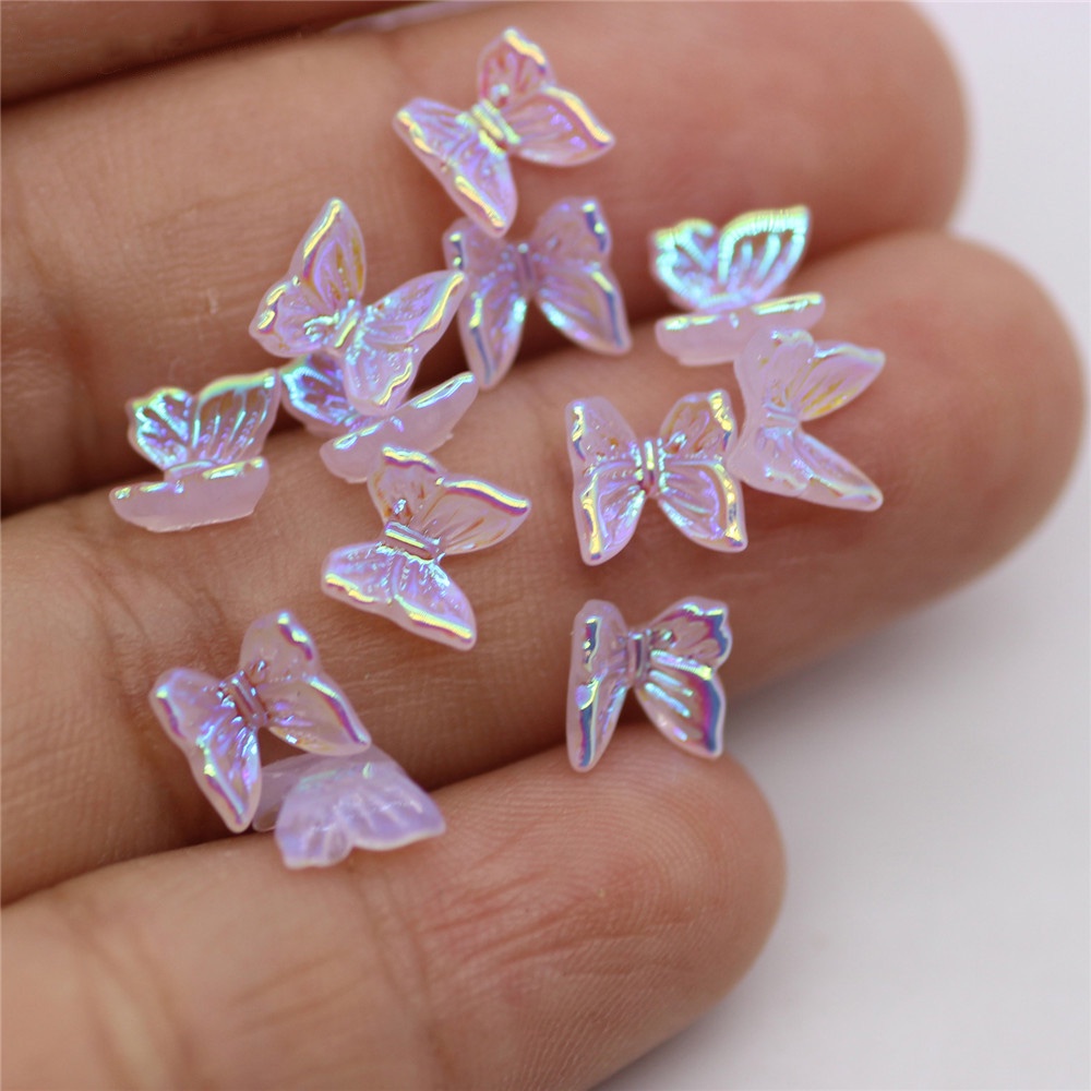 Túi 50 Hạt Nhựa AB 6mm Hình Bướm Nhiều Màu Sắc Dùng Làm Trang Sức / Trang Sức / Móng Nghệ Thuật DIY
