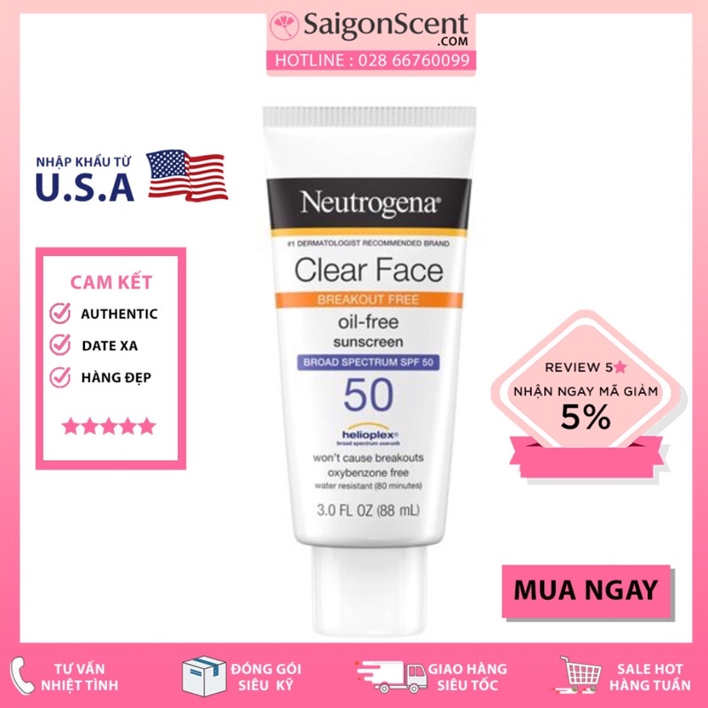 Kem Chống Nắng Neutrogena Clear Face Spf 50 ( 88mL )
