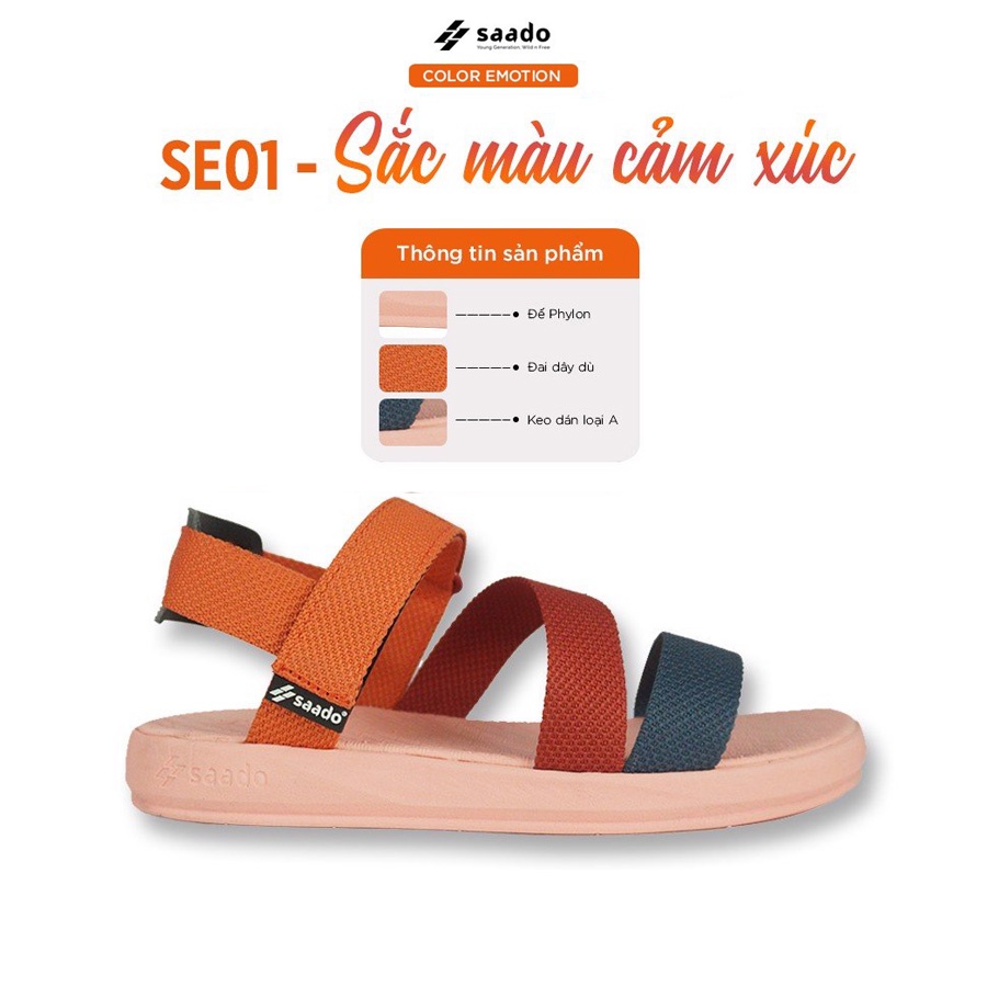 Sandal Saado nữ chính hãng quai chéo SE01 màu hồng, Dép quai hậu đế bằng thương hiệu Mỹ siêu nhẹ bền