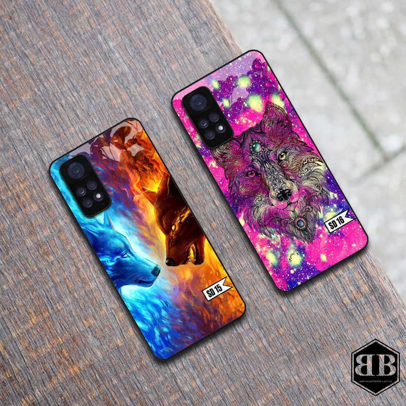 Ốp lưng kính cường lực Xiaomi Redmi Note 11 4G / Redmi Note 11S các mẫu sói đẹp ,ngầu