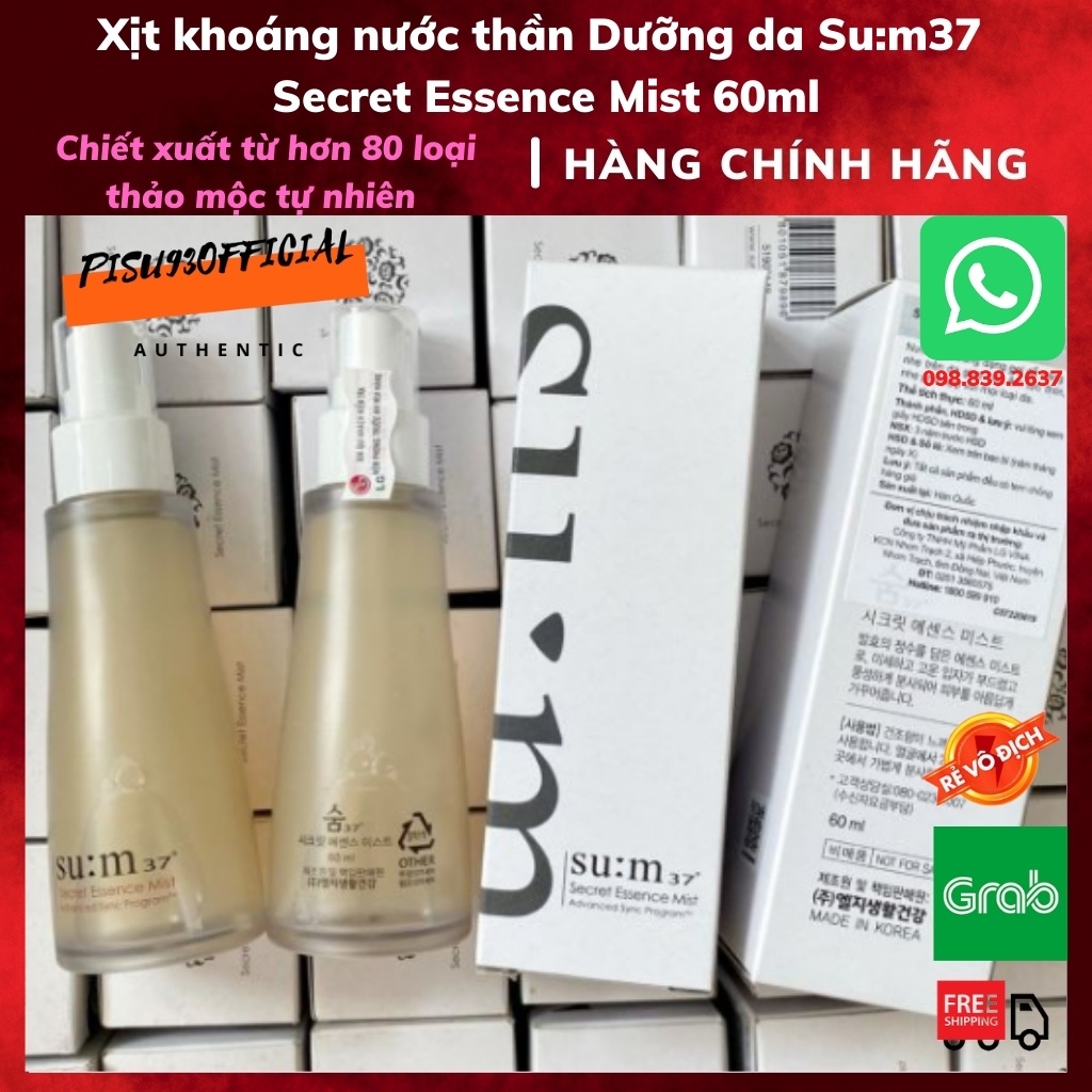 Xịt khoáng nước thần dưỡng ẩm, dành cho da dầu mụn Su:m37 Secret Essence Mist 60ml - Hàn Quốc | BigBuy360 - bigbuy360.vn