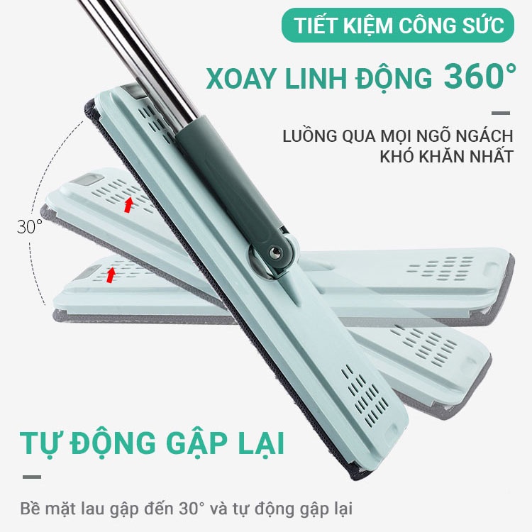 Bộ cây lau nhà 2 ngăn xoay 360 độ tách nước bẩn tự vắt thông minh, tiện lợi, chổi lau nhà tiện lợi