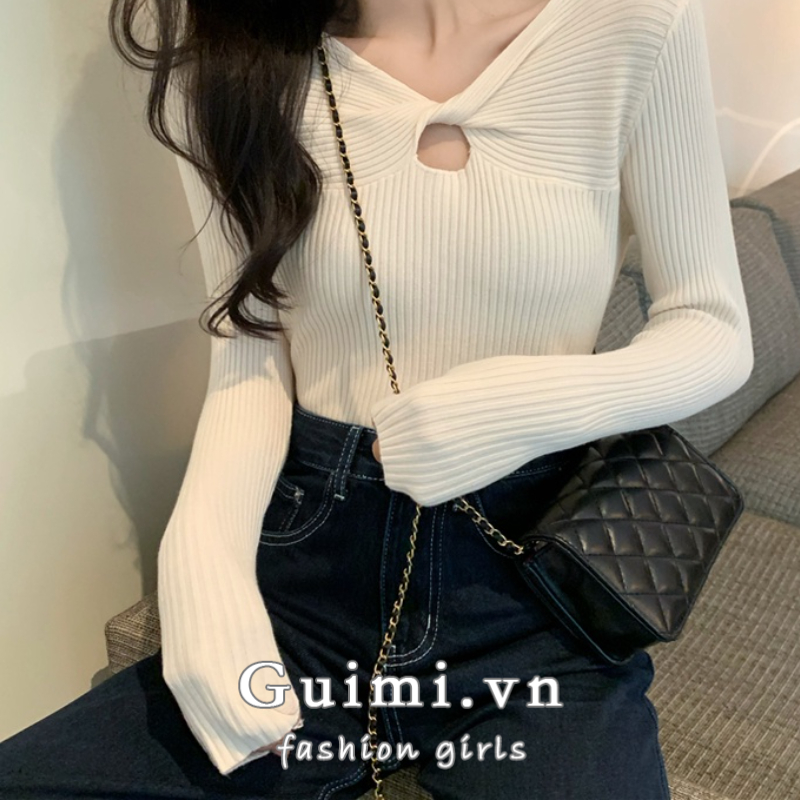 Áo len NZN tay dài cổ chữ V đơn giản thời trang xuân thu dành cho nữ