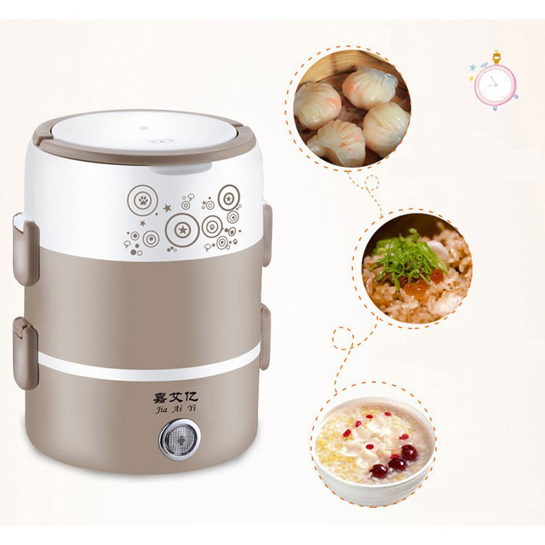Hộp cơm điện 3 tầng inox, cạp lồng giữ nhiệt, cà men hâm nóng thức ăn, nồi cơm điện mini | BigBuy360 - bigbuy360.vn