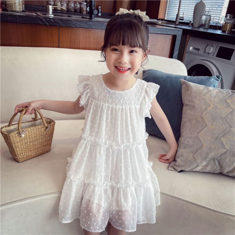 Đầm XòE Voan Ren Hoa MùA Hè Cho Bé