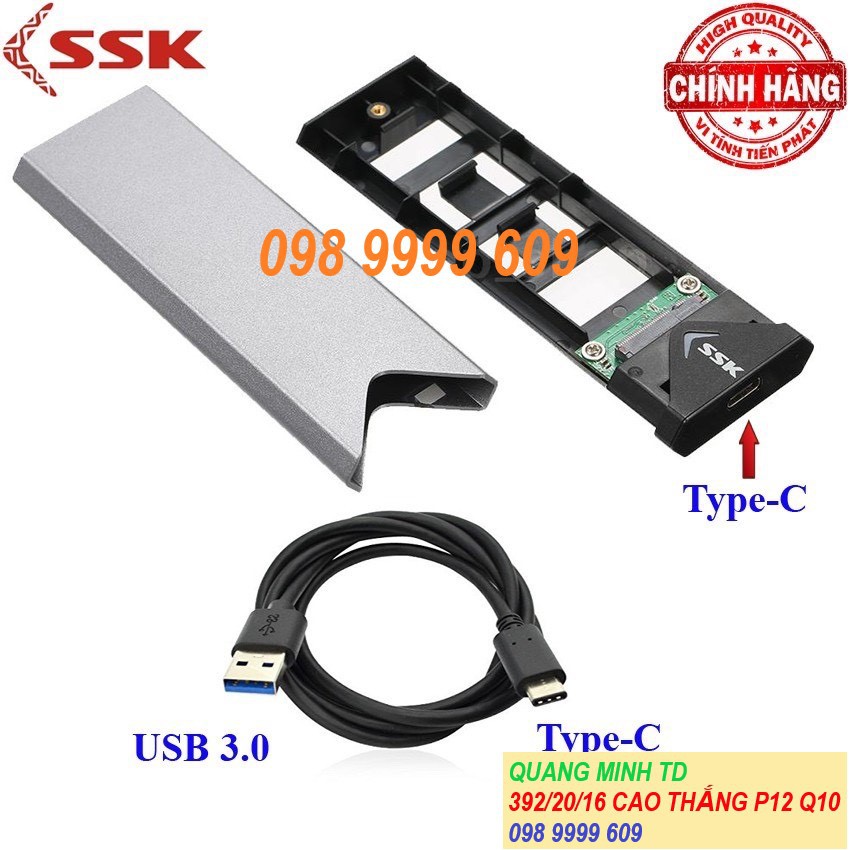 Box chuyển SSD M2 Sata sang ổ cứng di động - SSK SHE-C320,C327 chuẩn USB 3.0 - 5Gbps M.2- Hàng Chính Hãng bh 9 tháng