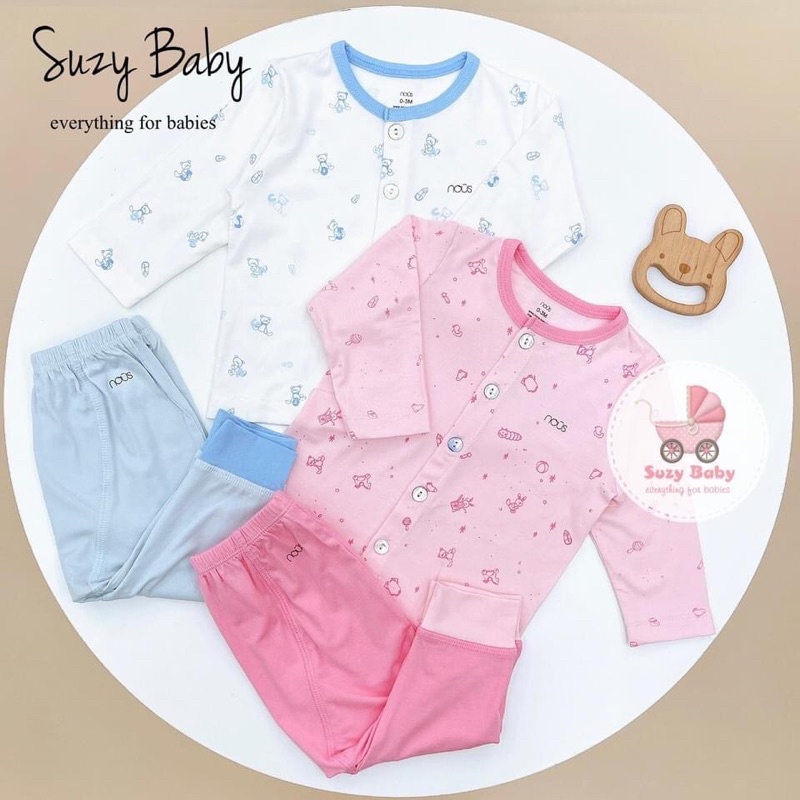 Bộ quần áo Nous dài tay cài thẳng (size 0-3 đến 9-12 tháng)