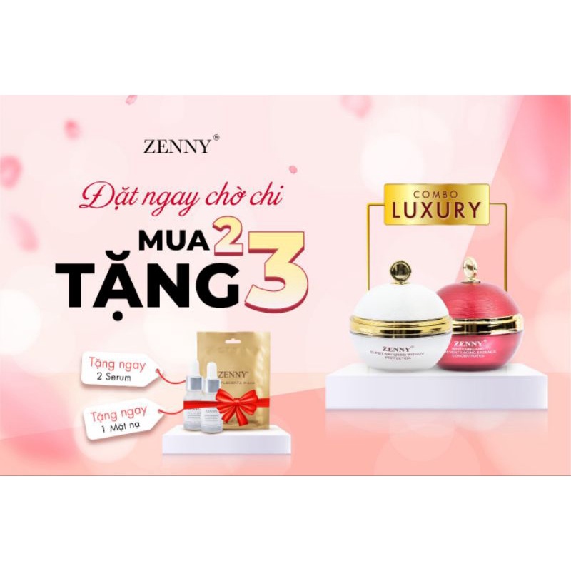 [CHÍNH HÃNG]COMBO NGÀY ĐÊM ZENNY LUXURY, CHUYÊN PHỤC HỒI DA VÀ TRẺ HÓA, TẶNG KÈM 2 SERUM 10ML + 1 MẶ