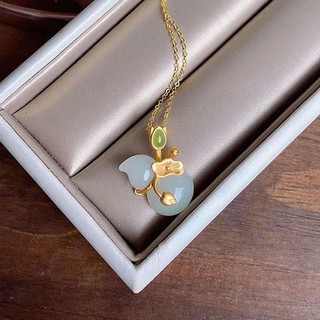 Dây Chuyền Mạ Bạc 925 Mặt Ngọc Bích Trắng Phong Cách Trung Hoa Cho Nữ