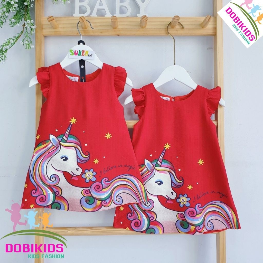 Váy Bé Gái Ngựa Pony Vải Đũi Cao Cấp Cho Bé 10-35kg