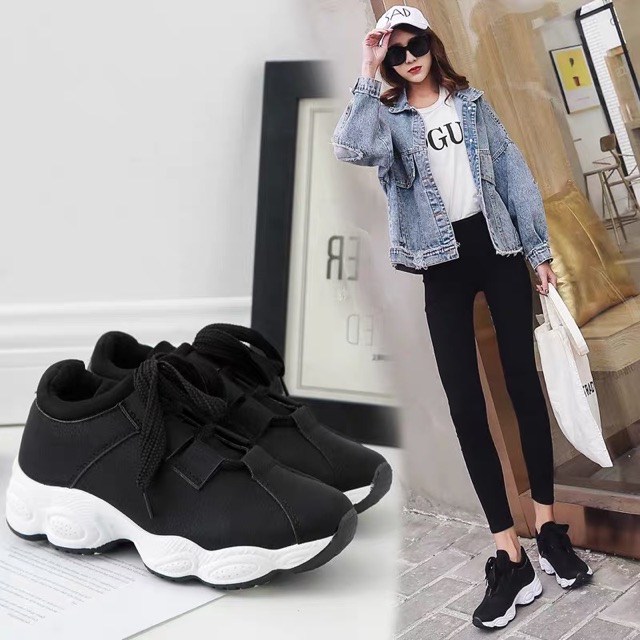 Giày thể thao sneaker nữ ⭐FREESHIP⭐ giày độn đế da lộn kute siêu xinh độn đế, tăng chiều cao