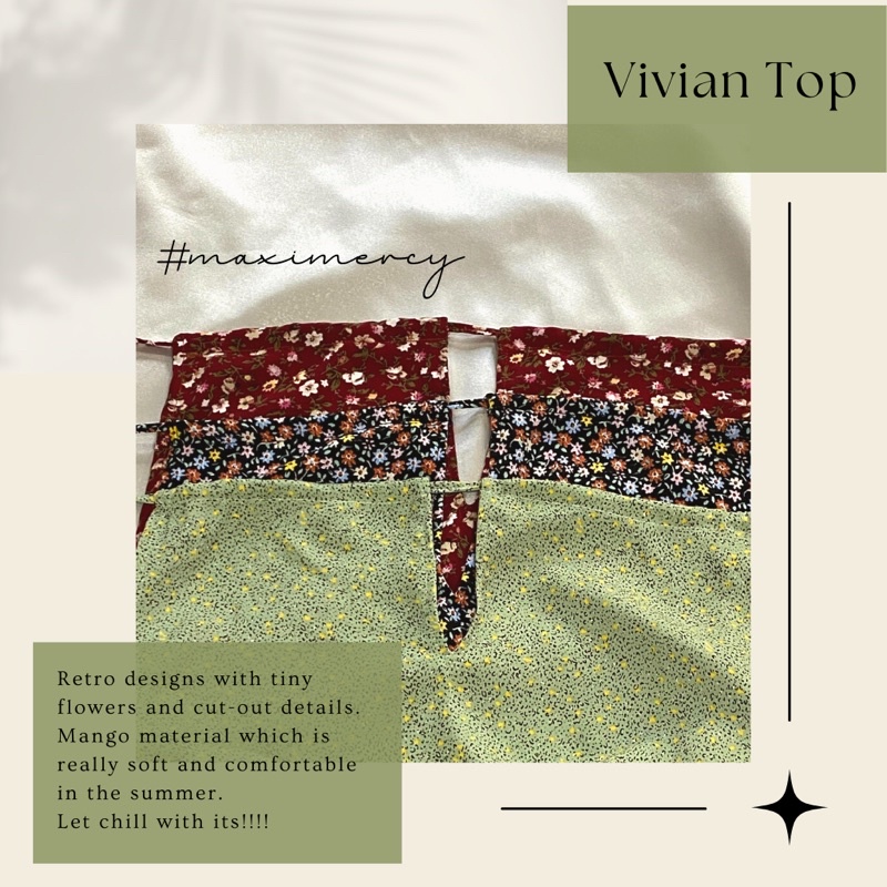 Áo yếm cột nơ hoa nhí chất voan áo dây đi biển Vivian Top