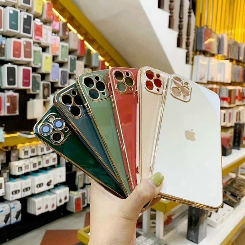 Ốp lưng iphone, viền xi dẻo vàng độ viền vuông iphone 12 cho iphone 7/8/6pluss/6splus/7plus/8plus