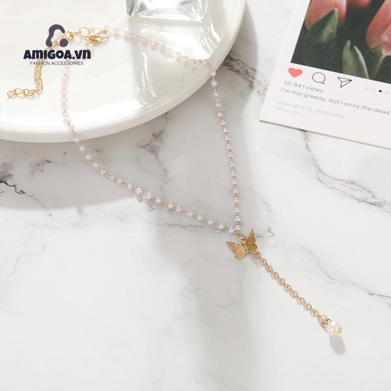 ✨✨ Vòng cổ Mặt Hình Bướm Đính Ngọc Trai Phong Cách Retro Hàn Quốc