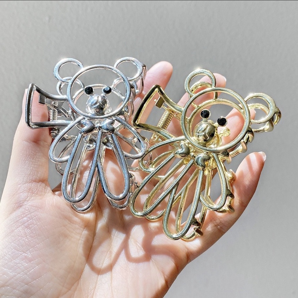[Hàng thiết kế] Kẹp tóc càng cua kim loại size lớn hình chú gấu teddy xinh xắn dành cho bạn nữ