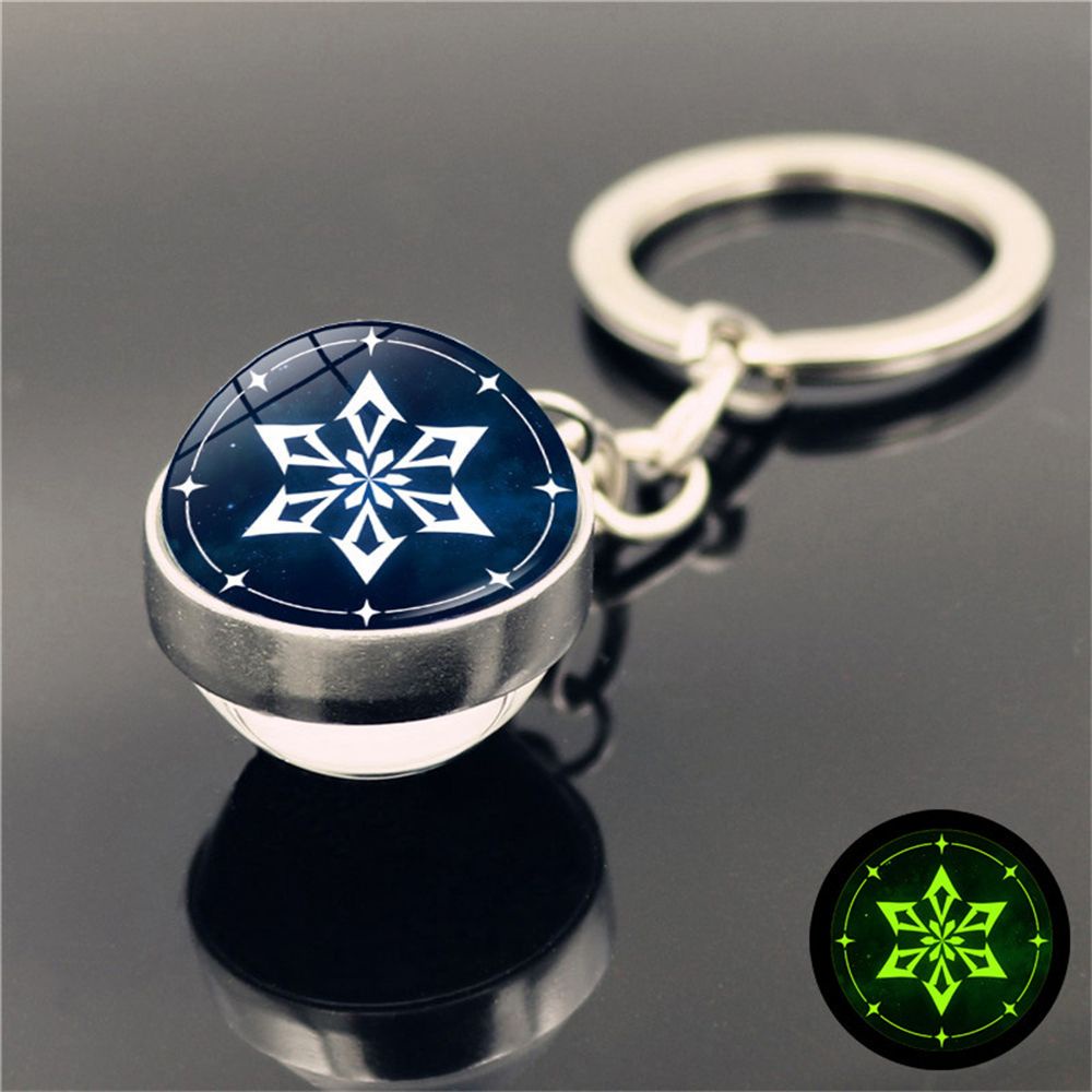 Eupus Móc Khóa Quả Cầu Thủy Tinh Hai Mặt Dạ Quang Thời Trang Cho Nam Nữ