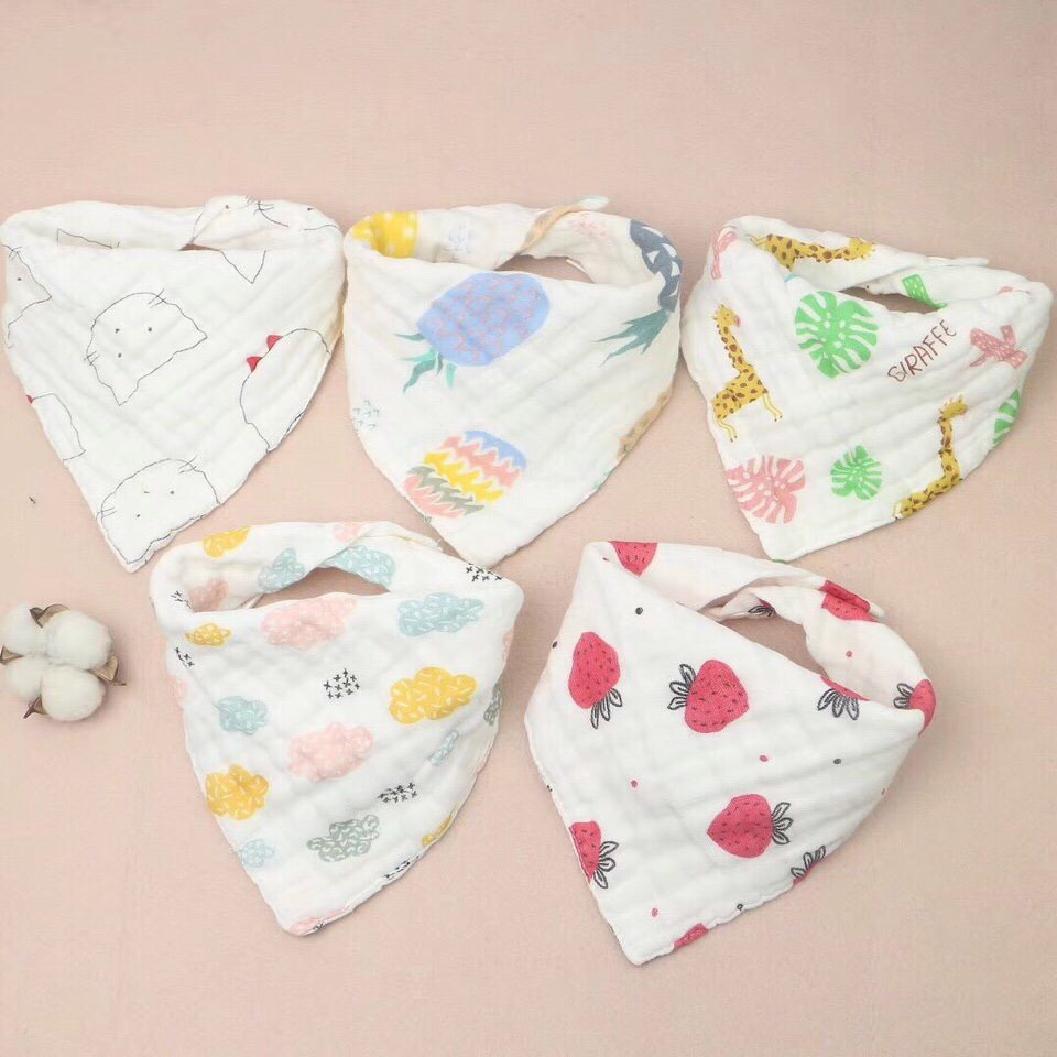 Set 5 yếm xô 6 lớp, yếm ăn dặm thấm hút tốt cho bé Babibu - YX