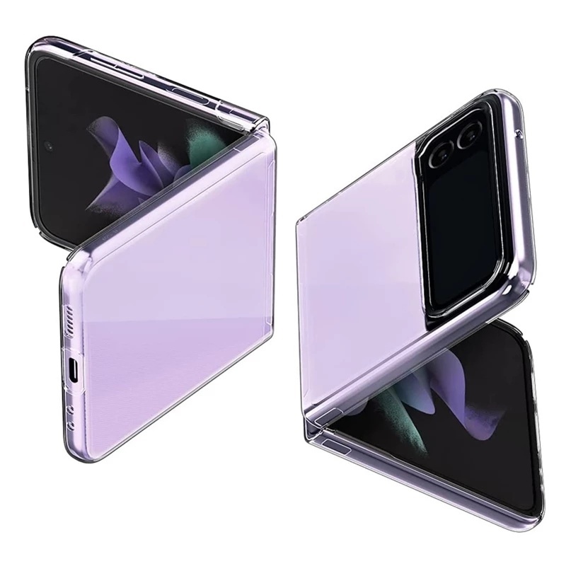 Ốp điện thoại pc cứng trong suốt siêu mỏng bảo vệ toàn diện cho Samsung Galaxy Z Flip 3