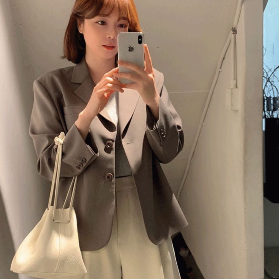 Áo khoác tay dài cổ chữ V xẻ tà phong cách thời trang xinh xắn cho nữ 37229