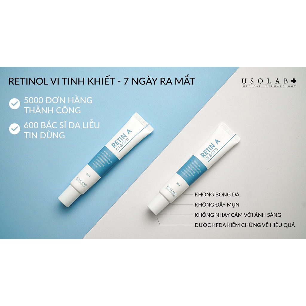 [CHÍNH HÃNG] Kem Dưỡng Trẻ Hóa Da Retinol - Glycolic USOLAB RETIN A CREAM 30ml