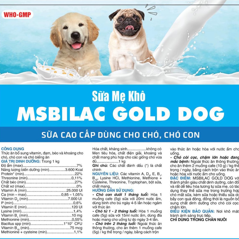 Sữa Mẹ Khô Cho Chó  Msbilac Gold Dog 330gr