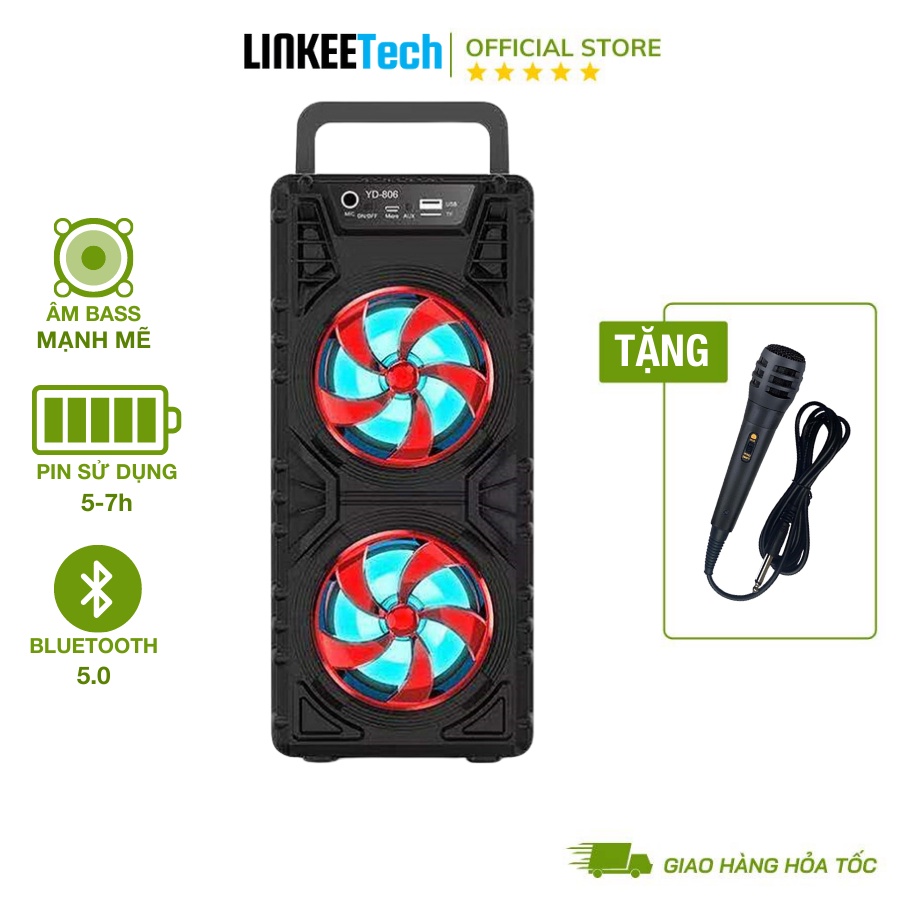Loa Kéo Bluetooth Karaoke LinkeeTech YD Đen 10W Đầu AUX in - Chính hãng, BH 12 tháng