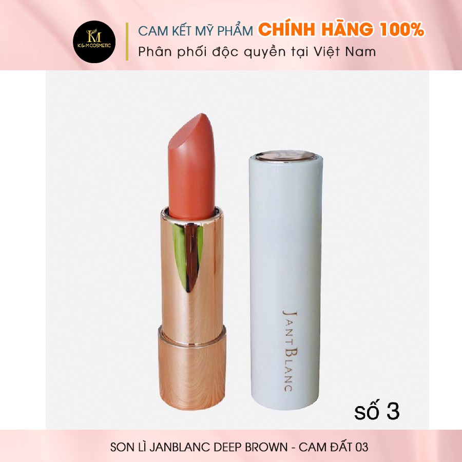 Son Lì Dưỡng Ẩm Chống Thấm Nước Lâu Trôi  Dành Cho Môi Khô JANBLANC DEEP BROWN -  CAM ĐẤT 03 3.5g