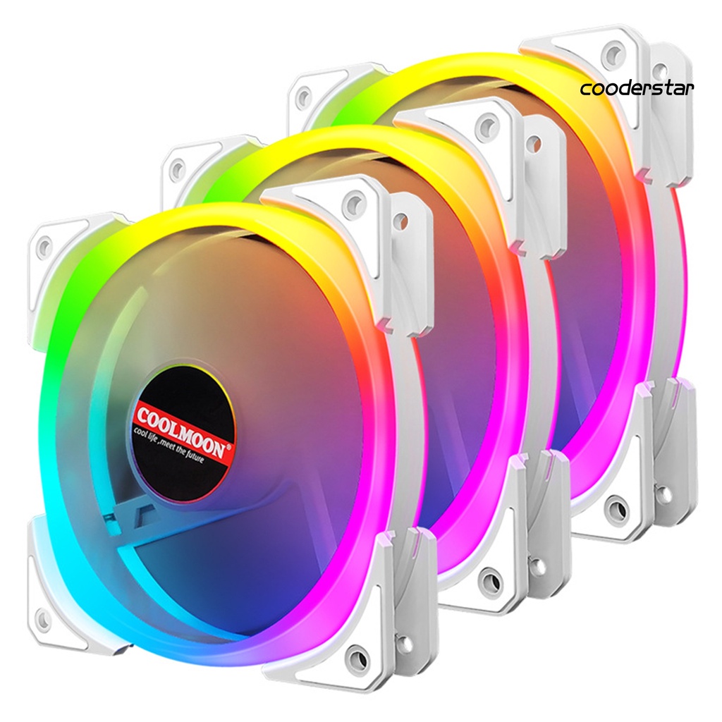 COOD-CO COOLMOON SHUANGJIAO 2 Generation RGB Fan Mute Heat Dissipation 12cm Double Ring Computer Case Cooler for Internet Bar Home Office