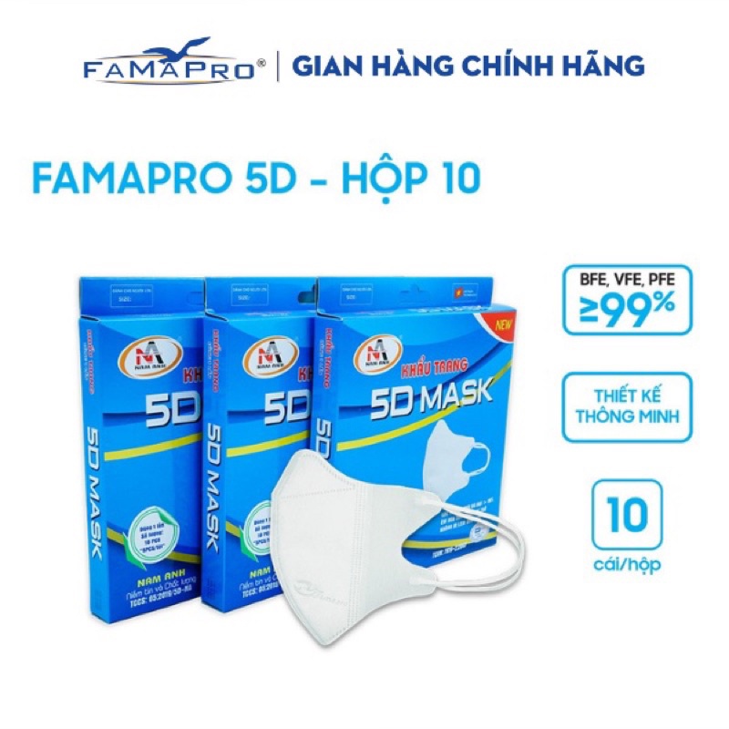 Khẩu Trang Nam Anh  5D Mask Quai Thun   Hộp Có Tem Chính Hãng Như Hình