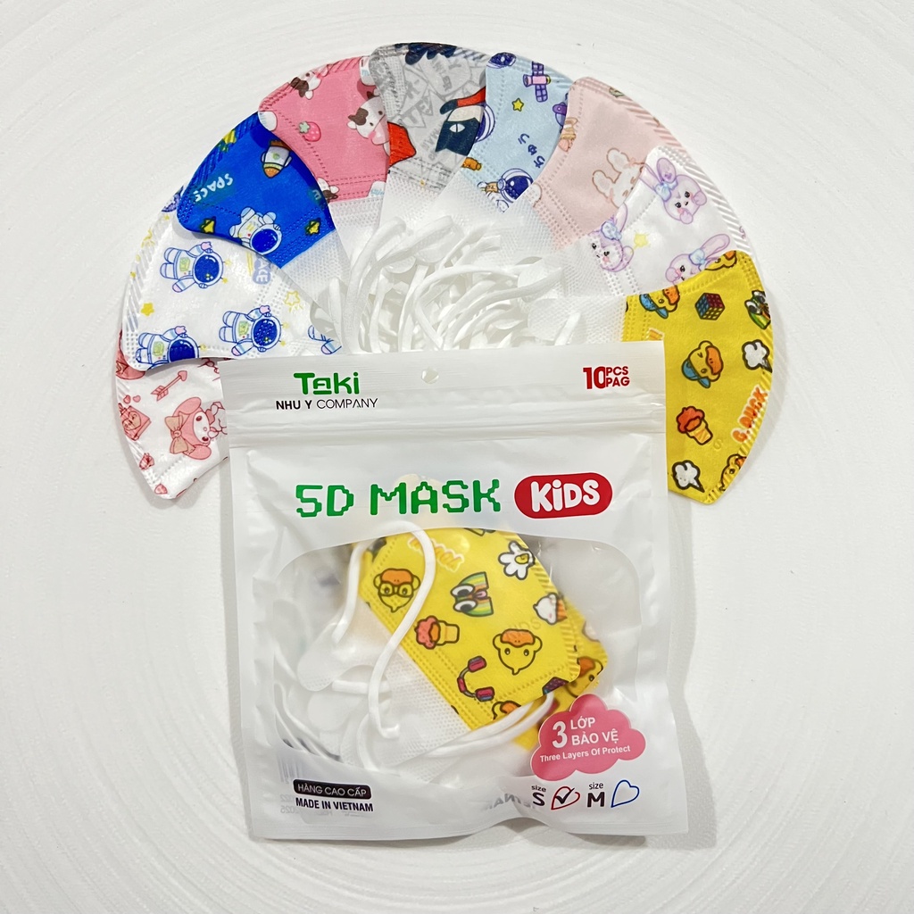 Set 10 cái Khẩu trang 5D Taki size 0-4 tuổi [ mã 5D ]