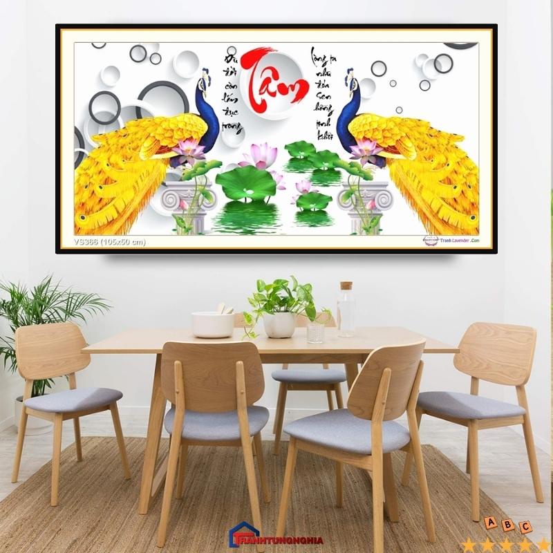 Tranh đính đá chữ tâm 1m05 x 50cm